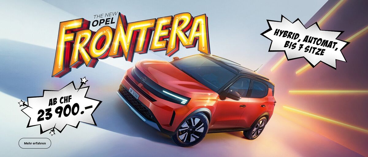 Neuer Opel Frontera vor der BELWAG Autogarage in Bern